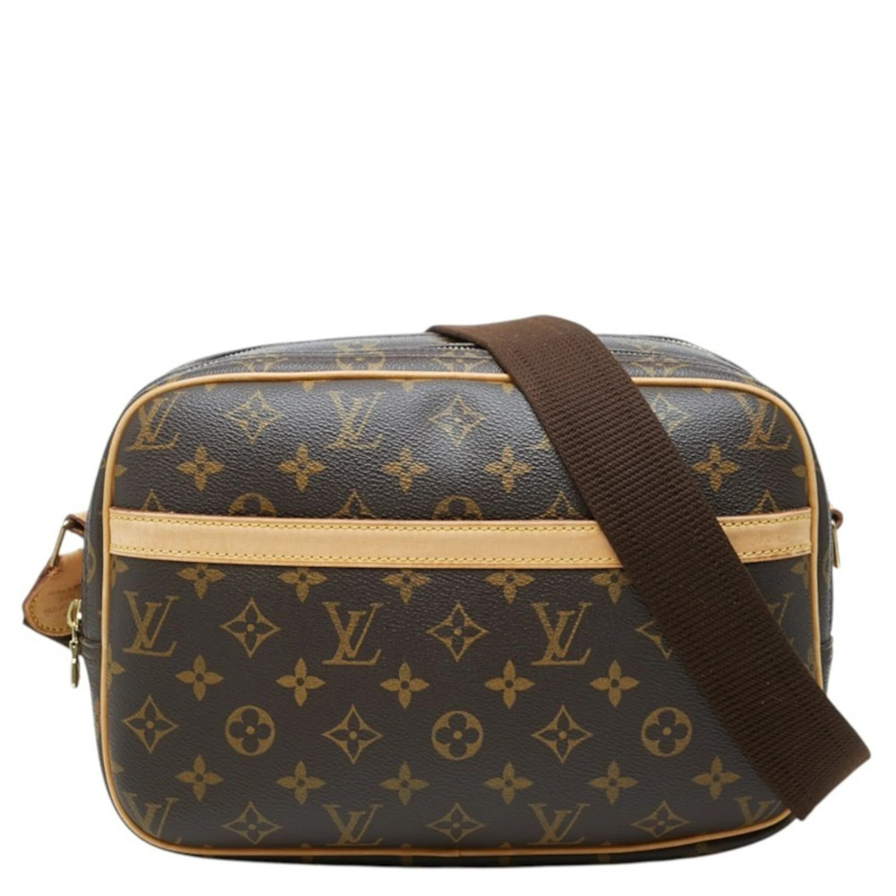 Louis Vuitton Monogram Reporter PM Crossbody Shoulder Bag M45254 Brown Leathe...